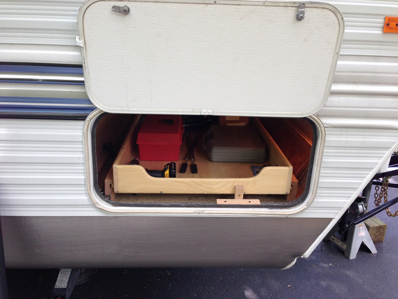 travel trailer outside storage bins