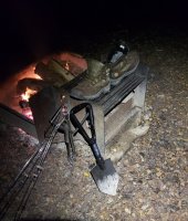 Camping Shovel By Campfire