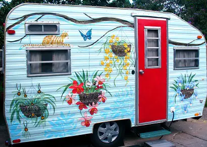 Brightly painted RV