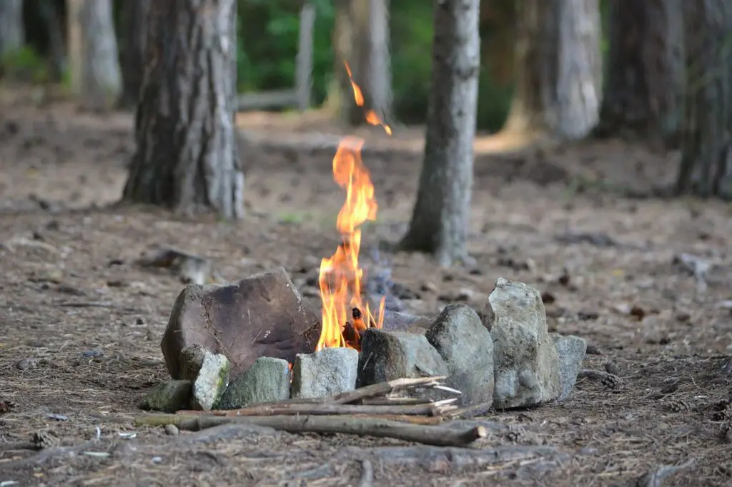 Stones In Fire To Keep Tent Warm Without Electricity