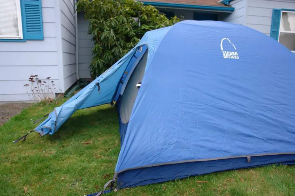 blue tent with vestibule