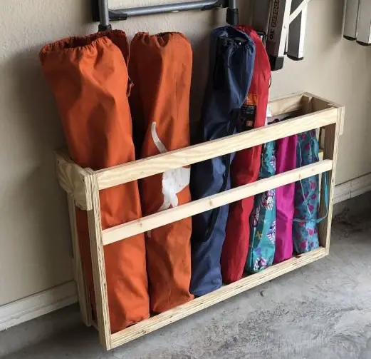 Wooden camping chair storage rack