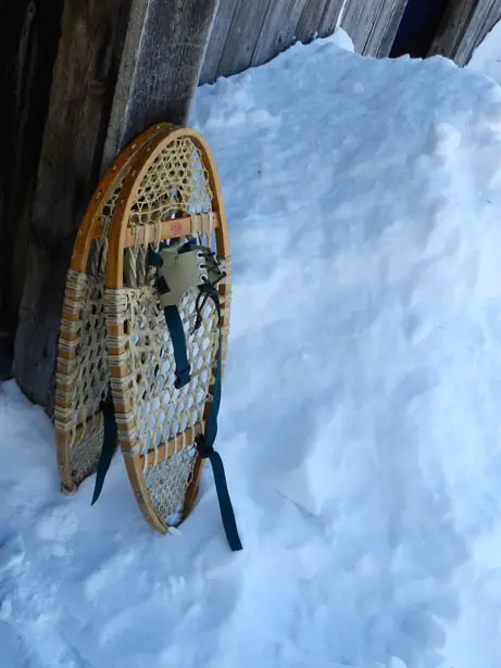 snowshoes standing up