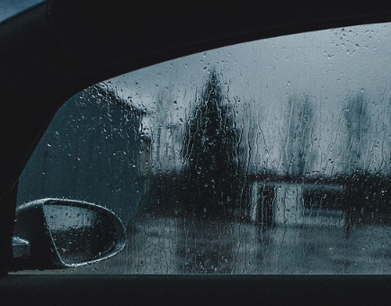 view out of car window during rain