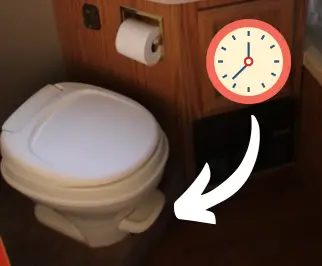 how long to hold rv toilet foot pedal down