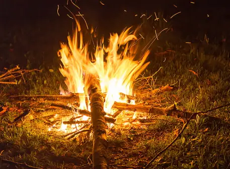 lighting a campfire