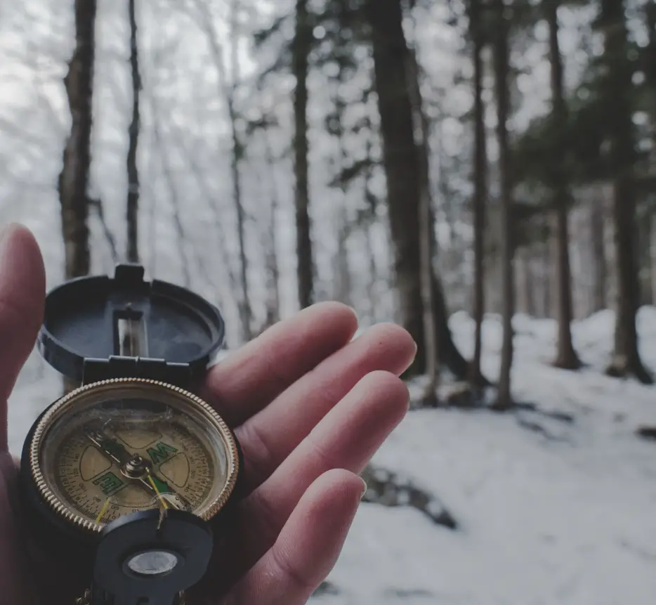 navigating compass without map in winter woods