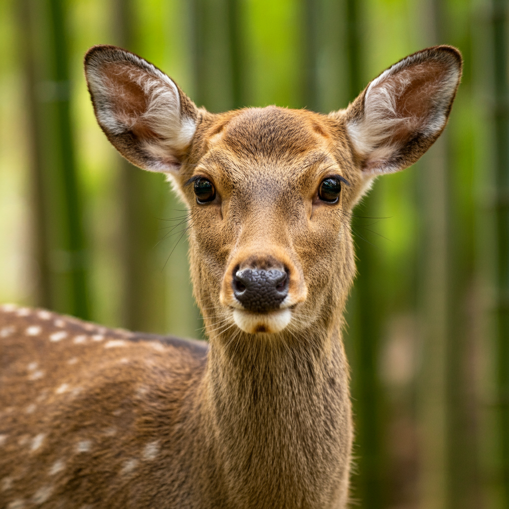 deer with bamboo in background