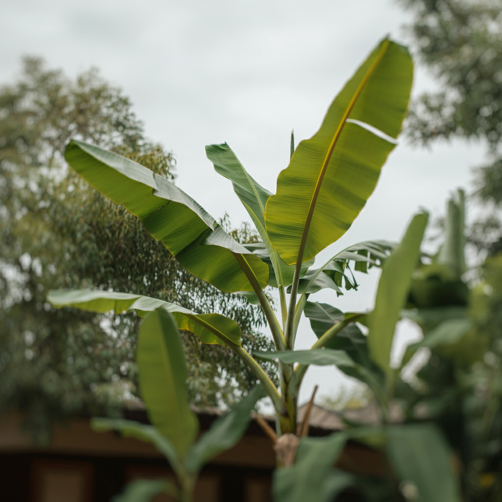 banana tree with clear sky in background