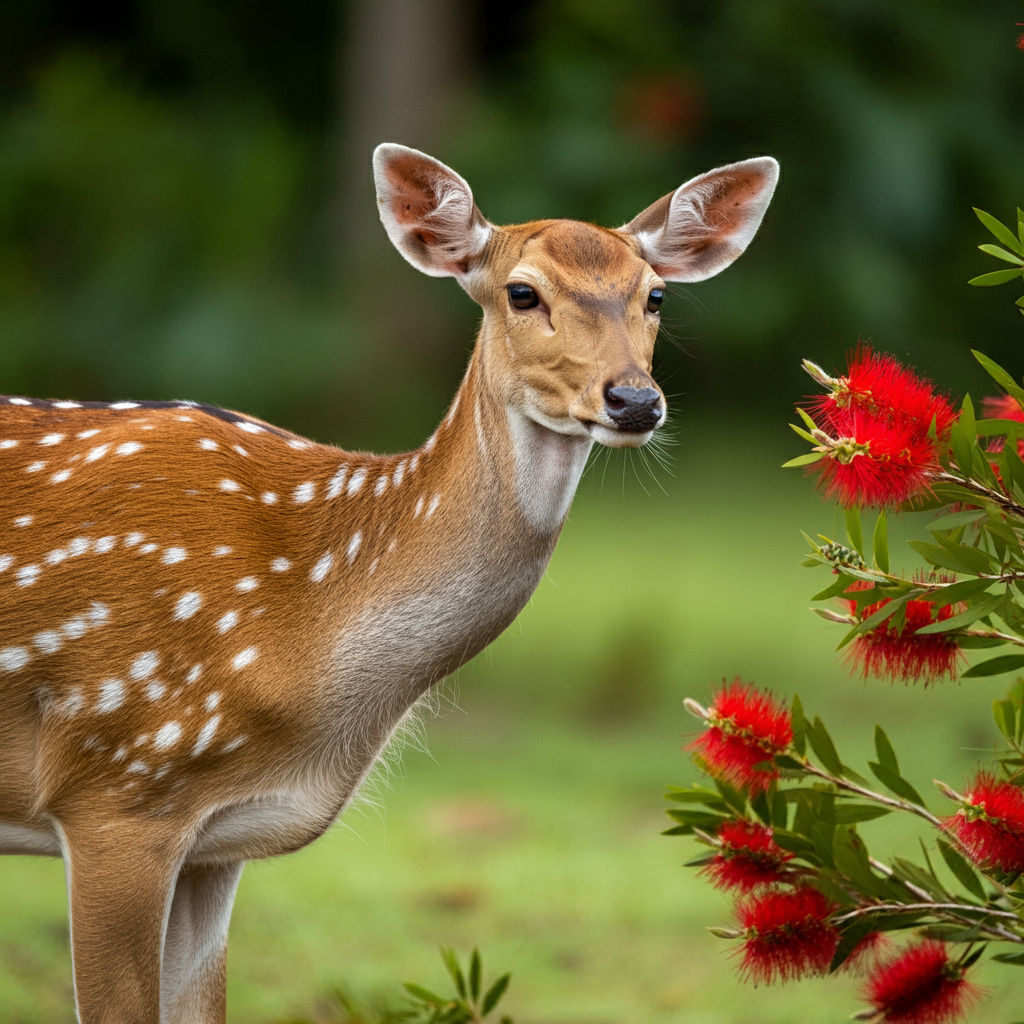 deer near bottlebrush