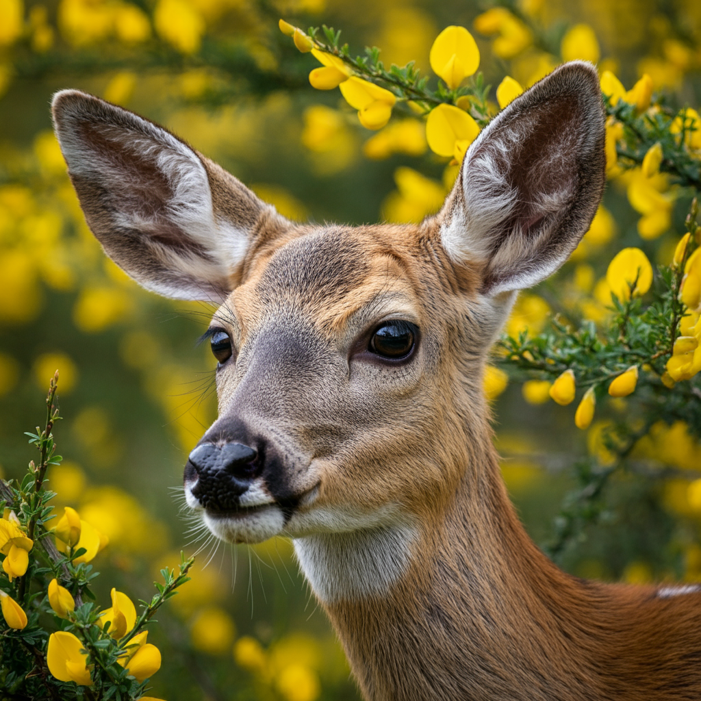 deer in broom plants