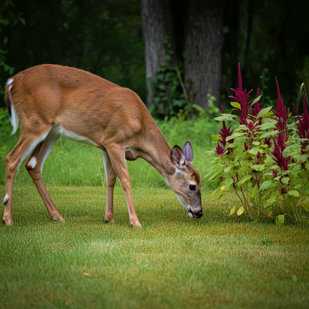 deer eating amaranth